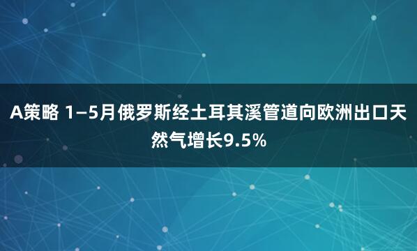 A策略 1—5月俄罗斯经土耳其溪管道向欧洲出口天然气增长9.5%